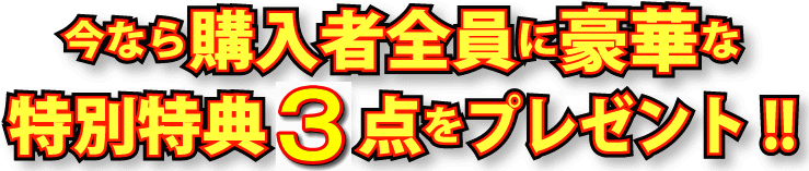 今なら購入者全員に豪華な特別特典3点をプレゼント!!